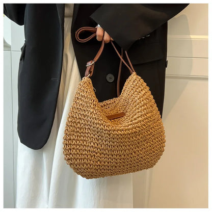 Straw Knitted Purses and Handbags Women Shoulder Bag Straw Woven Side Bag for Ladies Handbag Beach Bag Crossbody Bags for Women