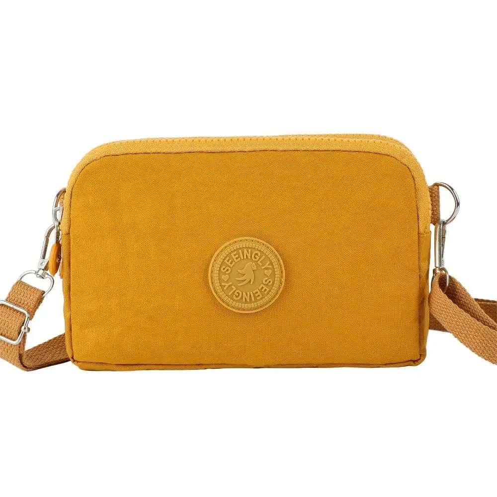 Simple Style Canvas Mobile Phone Bag Wear-resistant Nylon Crossbody Bag Solid Color with Strap Credit Card Holder Male Female