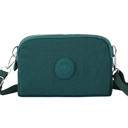 Simple Style Canvas Mobile Phone Bag Wear-resistant Nylon Crossbody Bag Solid Color with Strap Credit Card Holder Male Female