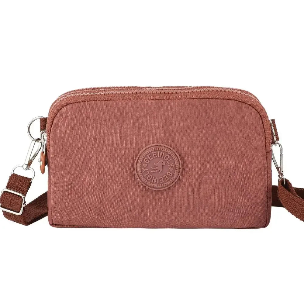 Simple Style Canvas Mobile Phone Bag Wear-resistant Nylon Crossbody Bag Solid Color with Strap Credit Card Holder Male Female