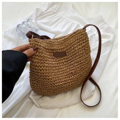 Straw Knitted Purses and Handbags Women Shoulder Bag Straw Woven Side Bag for Ladies Handbag Beach Bag Crossbody Bags for Women