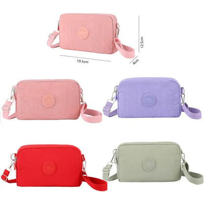 Simple Style Canvas Mobile Phone Bag Wear-resistant Nylon Crossbody Bag Solid Color with Strap Credit Card Holder Male Female