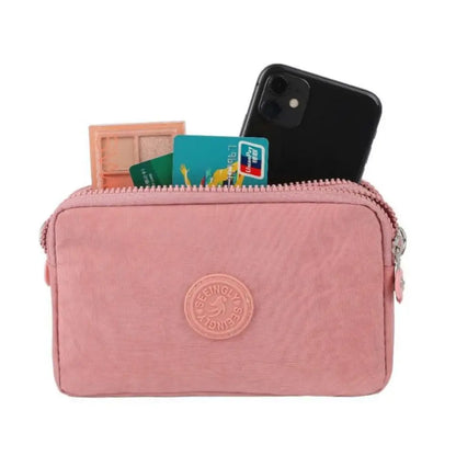 Simple Style Canvas Mobile Phone Bag Wear-resistant Nylon Crossbody Bag Solid Color with Strap Credit Card Holder Male Female