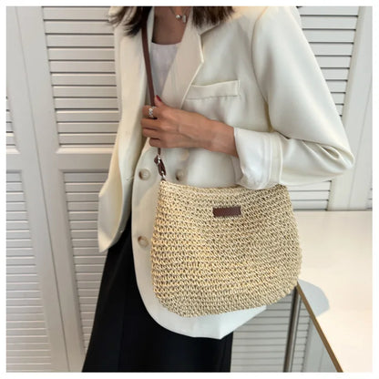 Straw Knitted Purses and Handbags Women Shoulder Bag Straw Woven Side Bag for Ladies Handbag Beach Bag Crossbody Bags for Women