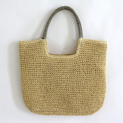 Women Beach Vintage Handmade Woven Shoulder Bag Raffia Rattan Shopping Bags Bohemian Ladies Summer Travel Vacation Casual Totes