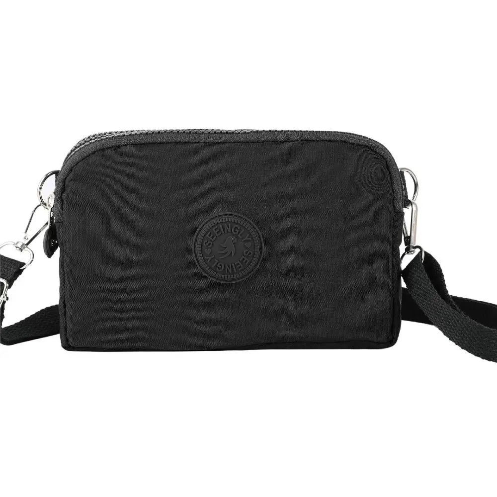 Simple Style Canvas Mobile Phone Bag Wear-resistant Nylon Crossbody Bag Solid Color with Strap Credit Card Holder Male Female