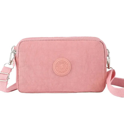 Simple Style Canvas Mobile Phone Bag Wear-resistant Nylon Crossbody Bag Solid Color with Strap Credit Card Holder Male Female