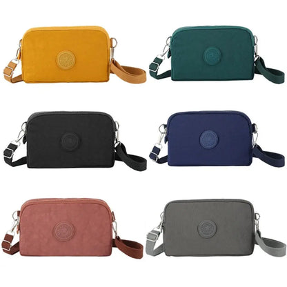 Simple Style Canvas Mobile Phone Bag Wear-resistant Nylon Crossbody Bag Solid Color with Strap Credit Card Holder Male Female