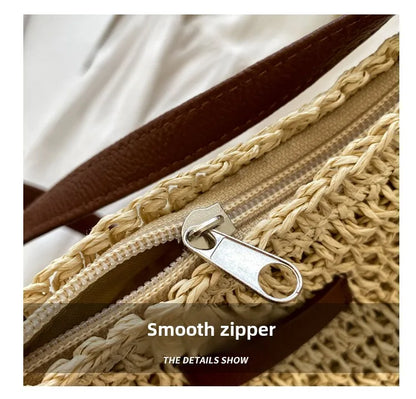 Straw Knitted Purses and Handbags Women Shoulder Bag Straw Woven Side Bag for Ladies Handbag Beach Bag Crossbody Bags for Women