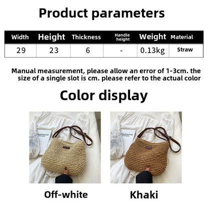 Straw Knitted Purses and Handbags Women Shoulder Bag Straw Woven Side Bag for Ladies Handbag Beach Bag Crossbody Bags for Women
