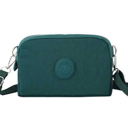 Simple Style Canvas Mobile Phone Bag Wear-resistant Nylon Crossbody Bag Solid Color with Strap Credit Card Holder Male Female