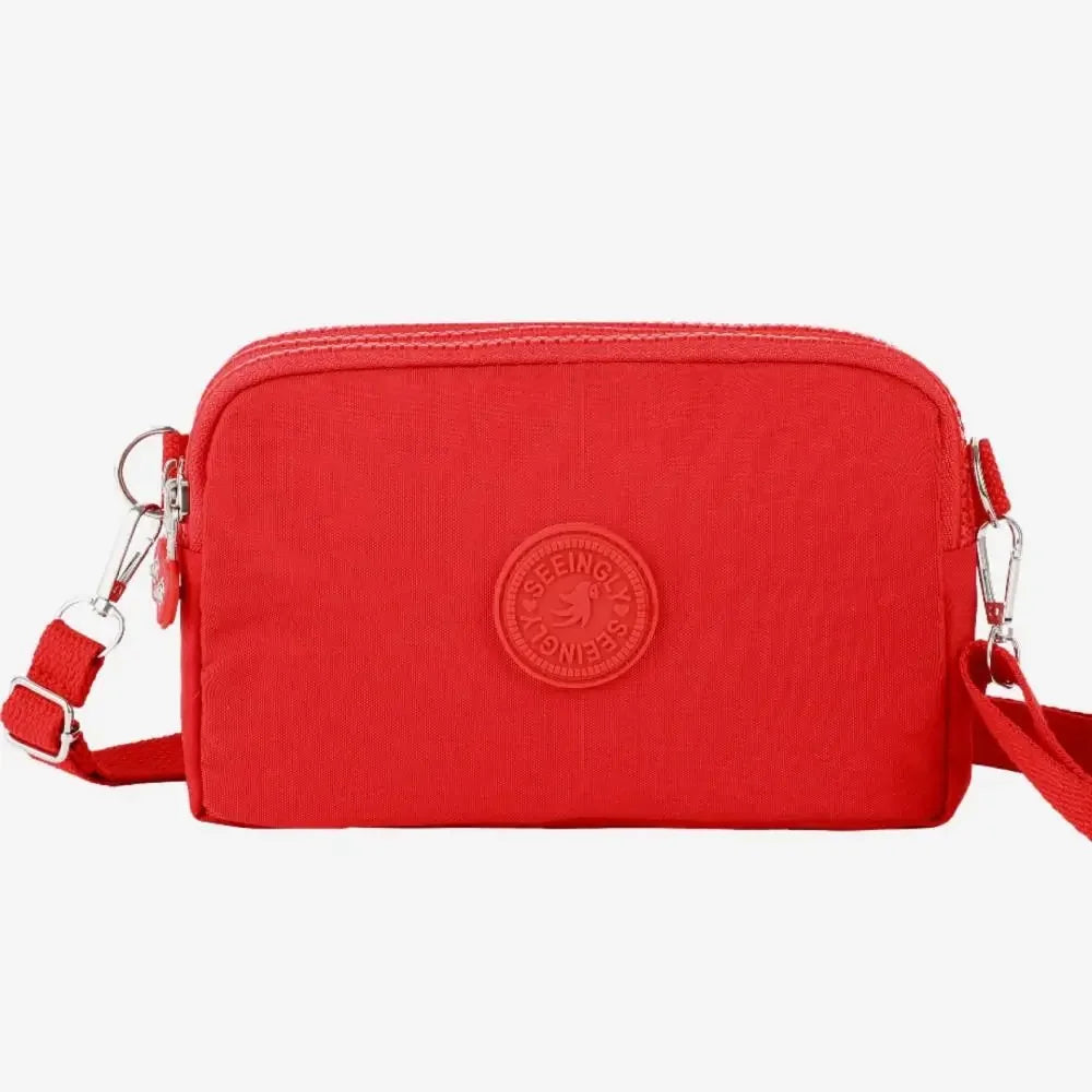 Simple Style Canvas Mobile Phone Bag Wear-resistant Nylon Crossbody Bag Solid Color with Strap Credit Card Holder Male Female