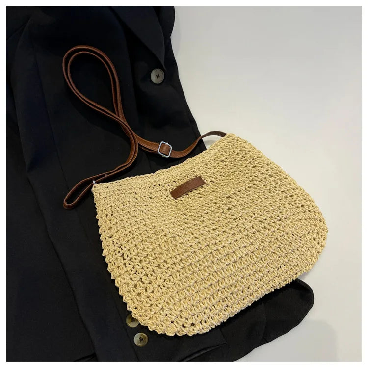 Straw Knitted Purses and Handbags Women Shoulder Bag Straw Woven Side Bag for Ladies Handbag Beach Bag Crossbody Bags for Women