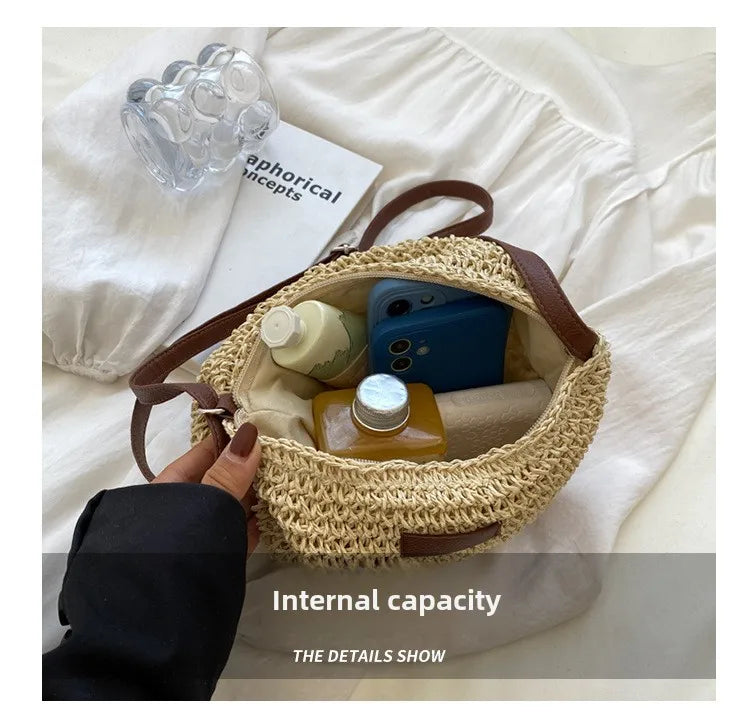 Straw Knitted Purses and Handbags Women Shoulder Bag Straw Woven Side Bag for Ladies Handbag Beach Bag Crossbody Bags for Women