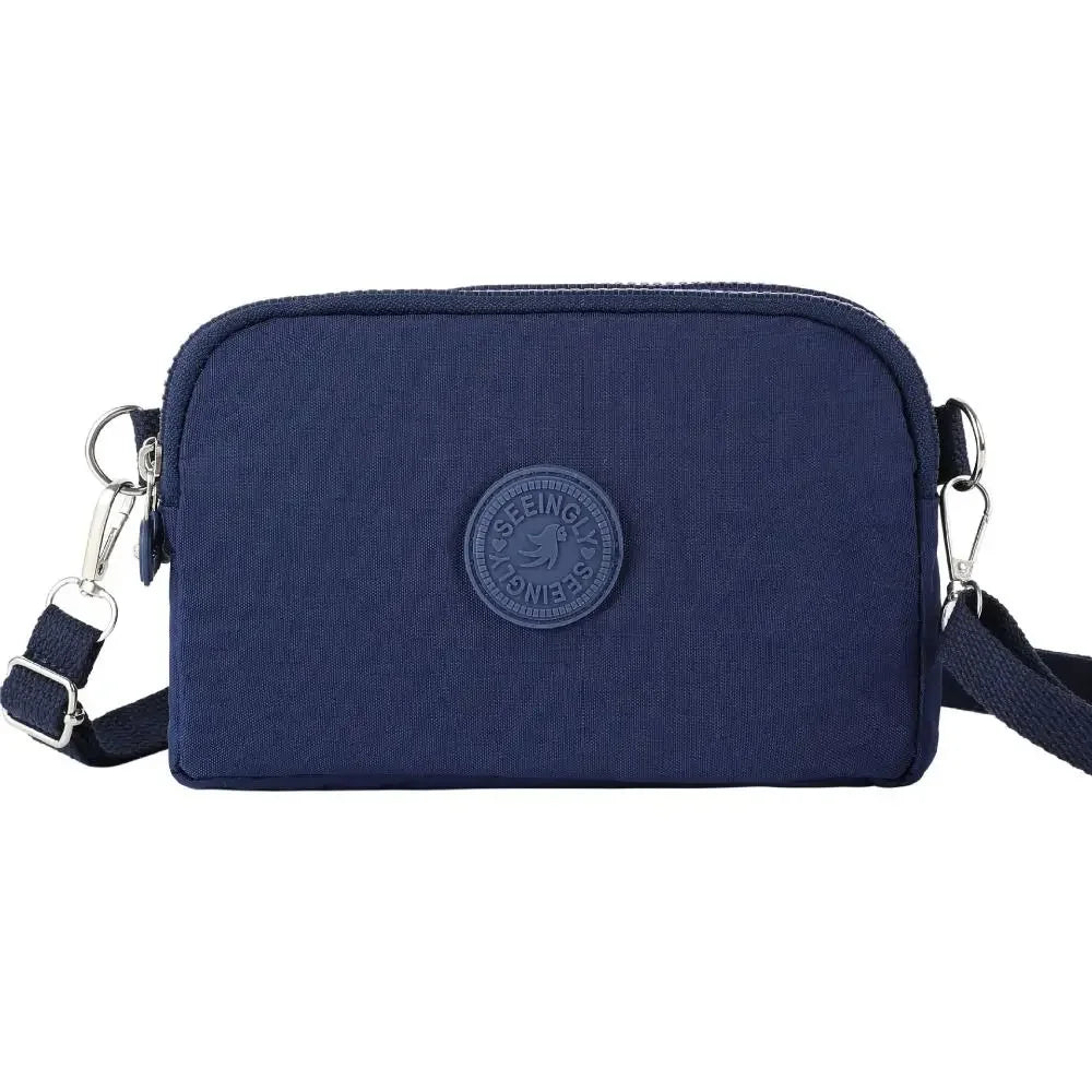 Simple Style Canvas Mobile Phone Bag Wear-resistant Nylon Crossbody Bag Solid Color with Strap Credit Card Holder Male Female
