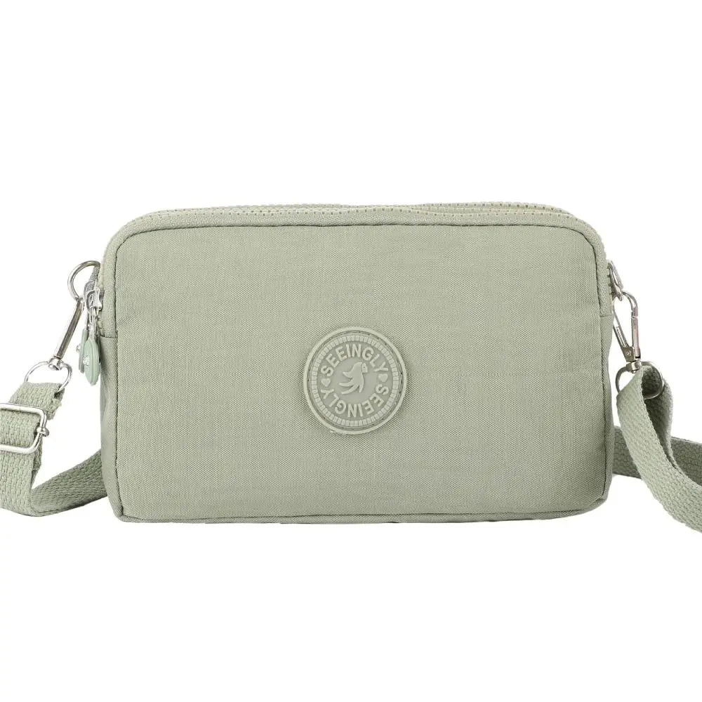 Simple Style Canvas Mobile Phone Bag Wear-resistant Nylon Crossbody Bag Solid Color with Strap Credit Card Holder Male Female