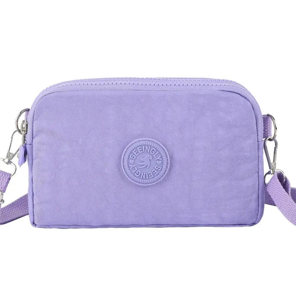Simple Style Canvas Mobile Phone Bag Wear-resistant Nylon Crossbody Bag Solid Color with Strap Credit Card Holder Male Female