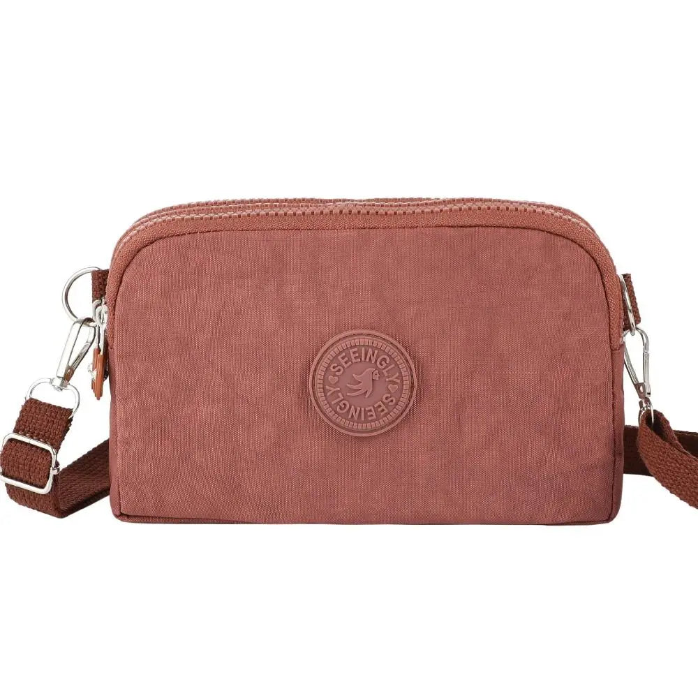 Simple Style Canvas Mobile Phone Bag Wear-resistant Nylon Crossbody Bag Solid Color with Strap Credit Card Holder Male Female