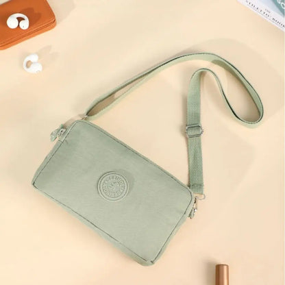 Simple Style Canvas Mobile Phone Bag Wear-resistant Nylon Crossbody Bag Solid Color with Strap Credit Card Holder Male Female